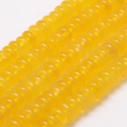 Gold Natural Agate Bead Strands, Dyed, Rondelle, Gold, 6.5~7x3~3.5mm, Hole: 1mm, about 124pcs/strand, 15.8 inch