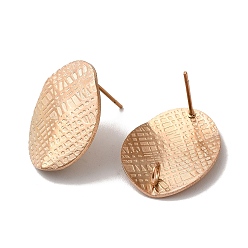 Розовое Золото Ионное покрытие (ip) 304 детали серег из нержавеющей стали, с вертикальной петлей, текстурированный овал, розовое золото , 20x16 мм, отверстие : 2.5 мм, штифты : 0.7 мм