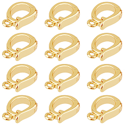 Настоящее золото 18K 12Латунные застежки-раскладывающиеся детали, с петлей, реальный 18 k позолоченный, 10x7x2.5 мм, отверстие : 1.2 мм