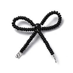 Черный Ссылки на компоненты люстры из сплава и стеклянных бусин, платина, чёрные, 45~70x38~69x7 мм, отверстие : 1~1.6 мм, бусина : 3~3.5 mm