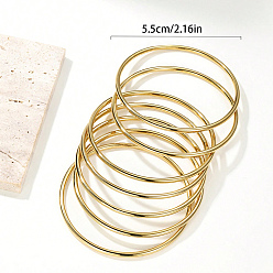 Золотой 7шт. простые браслеты из нержавеющей стали для женщин, золотые, внутренний диаметр: 2-1/8 дюйм (5.5 см)