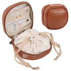 Sienna PU Leather Storage Bags, with Polyester and Alloy Findings, Square, Sienna, 120x120x46mm