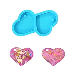 Темно-Голубой Силиконовые формы для подвески своими руками в форме сердца, формы для литья смолы, для изготовления уф-смолы и эпоксидной смолы, глубокое синее небо, 35x60.5x7 мм, отверстие : 3 мм, внутренний диаметр: 27x31 мм