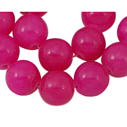 Fuchsia Natural Jade Beads Strands, Round, Dyed, Magenta, about 8mm in diameter, hole: 1mm, about 50 pcs/strand, 16 inch