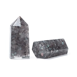 Лабрадорита Оргон обелиск Джамбо, Украшение для домашнего дисплея из смолы, исцеляющие каменные палочки, для рейки чакра медитативная терапия decos, с натуральным лабрадоритом внутри, неправильные шестиугольные призмы, 51~52x26~27x20~23 мм
