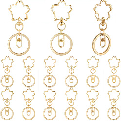 Золотой 18шт. застежки для брелков из сплава, цветок, золотые, 71.5 мм