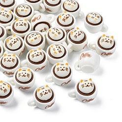 Белый 30шт. смоляные фигурки в форме кофе и кошки, микропейзаж, украшения кукольного домика, белые, 17.5x23x19 мм