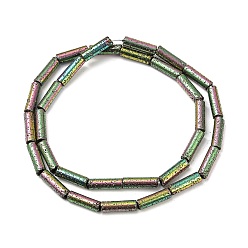 (966) Внутренний цвет Кристалл / Лиловато-лиловый на подкладке Гальванические бусины из натуральной лавы, колонка, с покрытием цвета радуги, 13x4 мм, отверстие : 1 мм, около 31 шт / нитка, 15.35''~15.75'' (39 см)