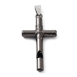 Gunmetal Alloy Pendants, Cross Charms, Gunmetal, 46.5x25.5x6mm, Hole: 8x4.5mm