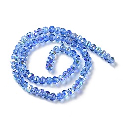 Light Steel Blue Transparent Electroplate Glass Beads Strands, AB Color Plated, Faceted, Rondelle, Light Steel Blue, 7.8x5.8~6.3mm, Hole: 1.5mm, about 80pcs/strand, 18.31''~19.88''(46.5~50.5cm)