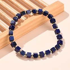 Ляпис-Лазурь Природные лазурит бисером растянуть браслеты, кубические, бусины : 5x5x5 мм, внутренний диаметр: 2 дюйм (5.2 см)