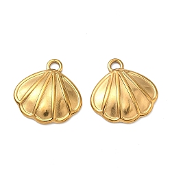 Shell Shape Тема Ocaen 304 подвески из нержавеющей стали, реальный 18 k позолоченный, формы раковины, 18x18x2.7 мм, отверстие : 2 мм