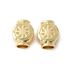 Настоящее золото 18K Латунные бусины, стойки покрытие, долговечный, без кадмия и без свинца, плоско-круглые, реальный 18 k позолоченный, 14.5x11.5x8 мм, отверстие : 5.5 мм