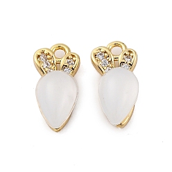 Настоящее золото 18K Подвески из смолы, с латунными микро проложить кубических выводы циркония, морковные прелести, без кадмия, без никеля и без свинца, реальный 18 k позолоченный, 12x6x4.5 мм, отверстие : 1.2 мм