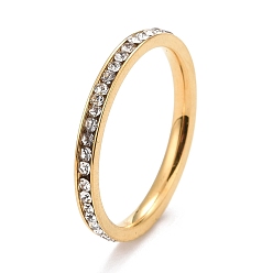 Золотой 304 из нержавеющей стали горный хрусталь кольца, золотые, размер США 6 (16.5 мм)