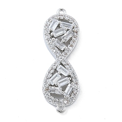 Платина Стойка покрытие латунь прозрачный кубический цирконий бесконечность соединительные подвески, долговечный, без свинца и без кадмия, платина, 26.5x8.5x4 мм, отверстие : 0.8 мм