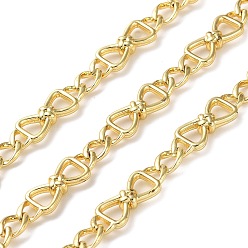 Real 18K Gold Plated Rack Plating Brass Bowknot Link Chains, Soldered, with Spool, Cadmium Free & Lead Free, Real 18K Gold Plated, 19.5x6x3mm