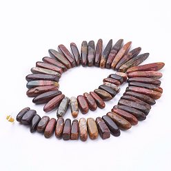 Picasso Jasper Natural Picasso Stone/Picasso Jasper Beads Strands, Nuggets, 15~52x6~8x6~8mm, Hole: 1mm, about 52pcs/strand, 15.7 inch(40cm)