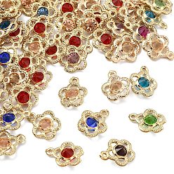 (52) Непрозрачная лаванда 60 шт. подвески из экологически чистого железа со стразами, , без кадмия, без никеля и без свинца, золотой свет, разноцветные, 16x13x5 мм, отверстие : 1.5 мм