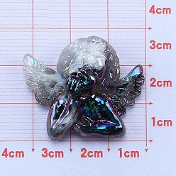 Angel & Fairy Iridescent Opaque Resin Imitation Shell Cabochons, Black, Angel & Fairy, 38x32mm