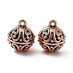Red Copper Alloy Pendants, Round Charm, Red Copper, 23x19mm, Hole: 2.1mm