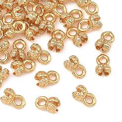 Real 18K Gold Plated SHEGRACE Brass Bead Tips, Knot Covers, Round, Cadmium Free & Lead Free & Nickel Free, Real 18K Gold Plated, 7x4.5x3.5mm, Hole: 1.8mm