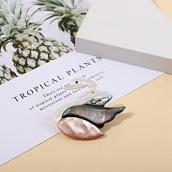 Swan Paua Shell Brooches for Backpack Clothes, Swan, 35x55mm
