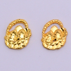 Золотой Сплав кабошонов, уф смола наполнитель материал, без кадмия и без свинца, цветочные корзины, золотые, 10x8.5x1.5 мм