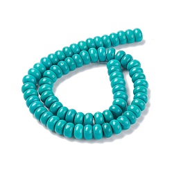 Turquoise Natural Magnesite Beads Strands, Dyed, Rondelle, 10x5mm, Hole: 1mm, about 68pcs/strand, 15.7 inch(40cm)