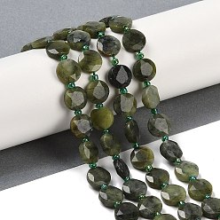 Chinese Jade Натуральные китайские бусины из южного нефрита, граненый пятиугольный разрез, плоско-круглые, с бисером, 10~10.5x5~6 мм, отверстие : 1 мм, около 32~33 шт / нитка, 15.75'' (40 см)