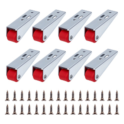 Красный 8 шт. оцинкованное железо и резиновое деревянное дверное подвесное колесо, направляющее колесо нижнего шкива двери, красные, 75x22x26.5 мм