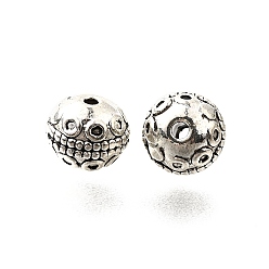 Античное Серебро Сплавочные овальные бусины тибетского стиля , без кадмия и без свинца, круглые, античное серебро, 8.5 мм, отверстие : 1.5 мм, Около 555 шт / 1000 г