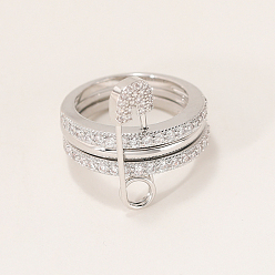 Платина Латунные микро проложить пальцев кольца кубического циркония, скрепки, штабелируемые кольца, платина, размер США 9 (18.9 мм)