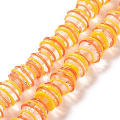 Золотистый Круглые нити из прозрачных бусин лэмпворк ручной работы, золотые, 13~13.5x11.5 мм, отверстие : 1.2 мм, около 30 шт / нитка, 13.58~13.78 дюйм (34.5~35 см)