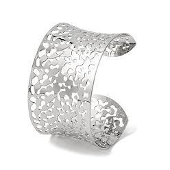 Нержавеющая Сталь Цвет Полые широкие 304 браслеты-манжеты из нержавеющей стали для женщин, цвет нержавеющей стали, внутренний диаметр: 2x2-1/8 дюйм (5x5.5 см)