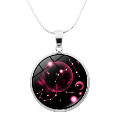 Скорпион Стеклянное колье-подвеска в виде созвездия с латунными цепочками в виде змей, Скорпион, 16.54 дюйм (42 см)