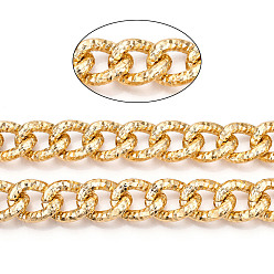 Light Gold Gourmettes texturées en aluminium, chaînes à maillons torsadés, non soudée, or et de lumière, 28.5x22x6mm
