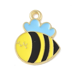 Bees Эмалевые подвески из сплава на тему пчел, золотые, Пчелы, 19x15x1 мм, отверстие : 1.8 мм