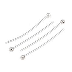 Real Platinum Plated SHEGRACE 20G Brass Ball Head Pins, Cadmium Free & Nickel Free & Lead Free, Real Platinum Plated, 24.5x2x0.7mm, 21 Gauge