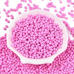 Фиолетовый Непрозрачная выпечка окрашены стеклянные бусины, круглые, фиолетовые, 4~4.5x3.5~4 мм, отверстие : 0.9~1 мм, Около 4500 шт / фунт