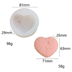Heart DIY Silicone Molds, Fondant Molds, Resin Casting Molds, for Chocolate, Candy, UV Resin & Epoxy Resin Craft Making, White, Heart, 81x29mm