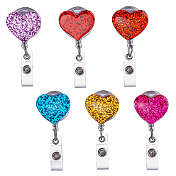 (52) Непрозрачная лаванда 12шт 6 цвета смоляные значки катушки, сердце, с выдвижным держателем для бейджа из АБС-пластика и пайеткой, разноцветные, 115 мм, 2 шт / цвет