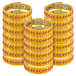 Желтый Коровьей шнур браслеты, с железными застежками, желтые, 22.3x1.7x0.2 см