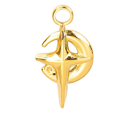 Золотой 304 подвески из нержавеющей стали, луна со звездным шармом, золотые, 21x11 мм