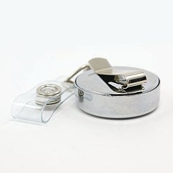 Platinum Alloy Retractable Badge Reel, Card Holders, with Plastic and Iron Findings, 85x32x15mm, Wire Size: about 50~52cm