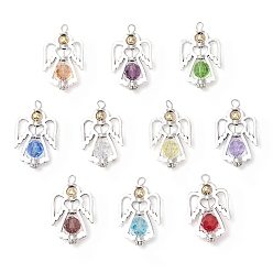 (52) Непрозрачная лаванда Сплав стекла подвески, ангел, с 304 петлей из нержавеющей стали, граненые, разноцветные, 32.5x20x8 мм, отверстие : 3 мм