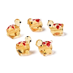 Светло-хаки Бусы лэмпворк ручной работы, черепаха с цветком, светлый хаки, 15~18x15~18x11~12.5 мм, отверстие : 1.2~1.8 мм, около 30~35 шт / нитка, 15.35~17.52 дюйм (39~44.5 см)