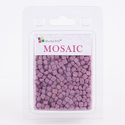 Dark Orchid Glass Mosaic Tiles Cabochons, for Crafts Art, Imitation Jade, Square, Dark Orchid, 4.8x4.8x3.5mm, about 200g/box