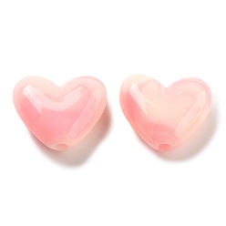 Розовый Имитация драгоценных камней бусы акриловые, сердце, туманная роза, 15x17x7 мм, отверстие : 2 мм, 439 шт / 500 г