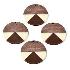 Седло Коричневый Подвески из смолы и ореха, плоско-круглые, седло коричневый, 38x3 мм, отверстие : 2 мм